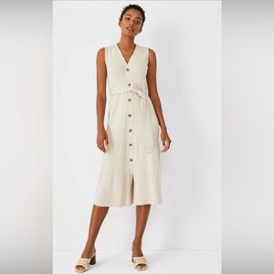 NWT Ann Taylor Ribbed Button Midi Sweater Dress Size Medium